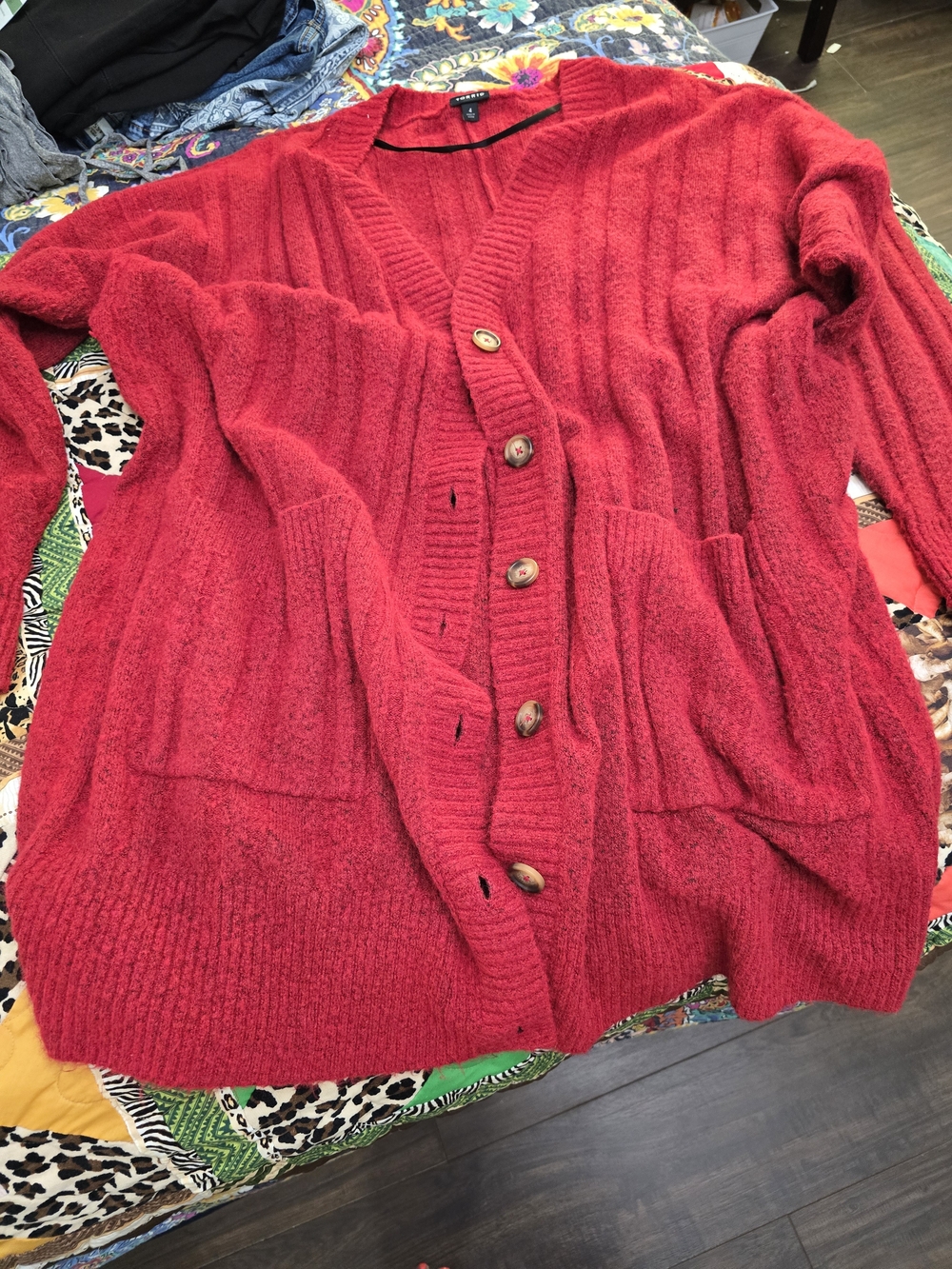 torrid Bright Red Chunky Button-Up Cardigan